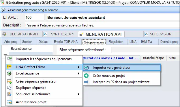 Import vers générateur PLC